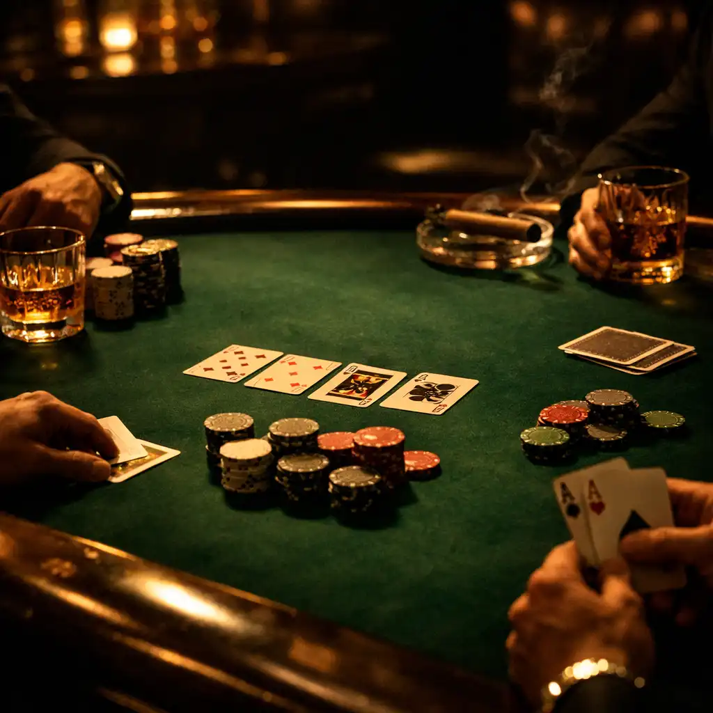 Luksusowy stół pokerowy w półmroku